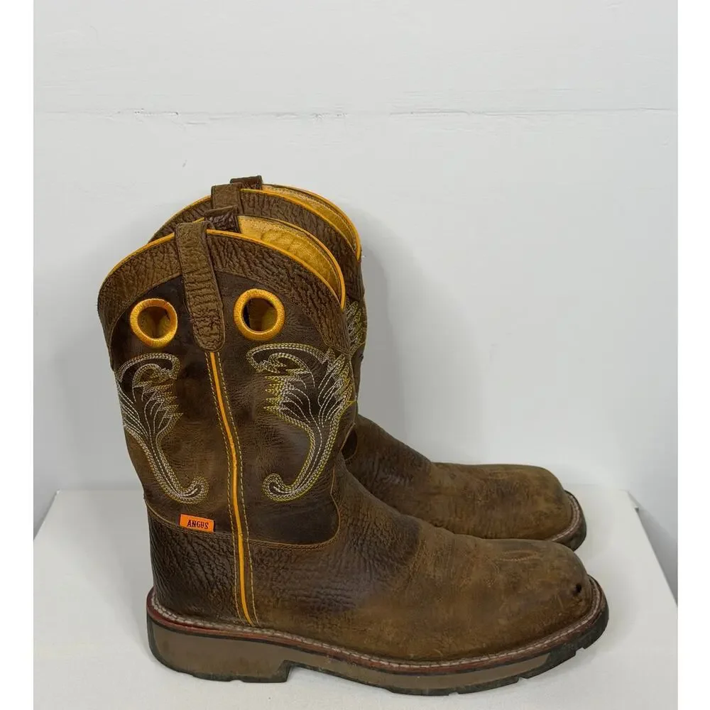 Angus Durable Brown Western Workwear Steel Toe Boots / Size-11